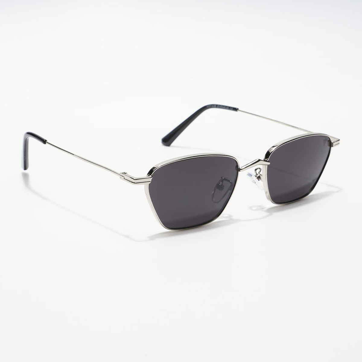 Voyage Unisex Geometric Metal Sunglasses | Black and Silver