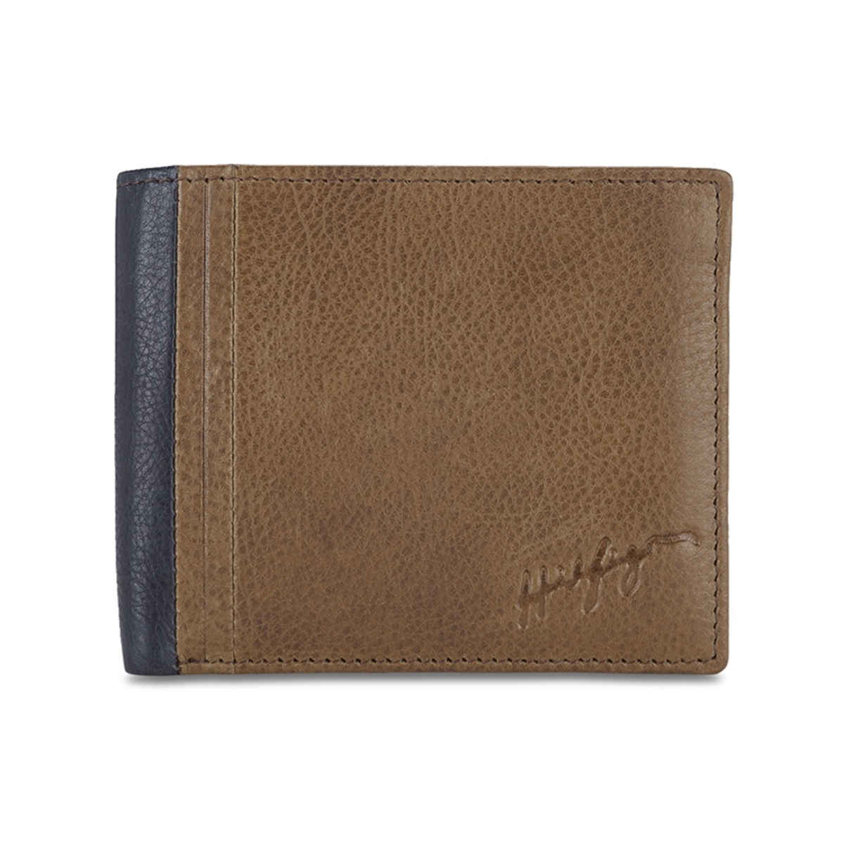 Tommy Hilfiger Men's Textured Leather Global Coin Wallet | Brown and Navy
