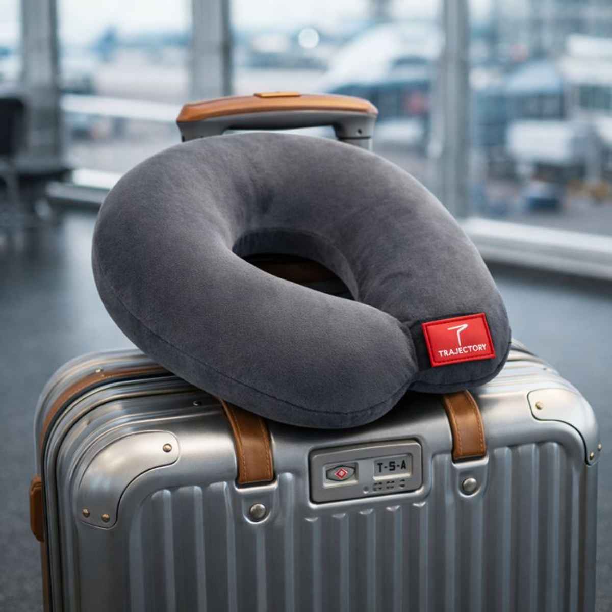 Trajectory Unisex Solid Polyester Neck Pillow | Grey - One Size