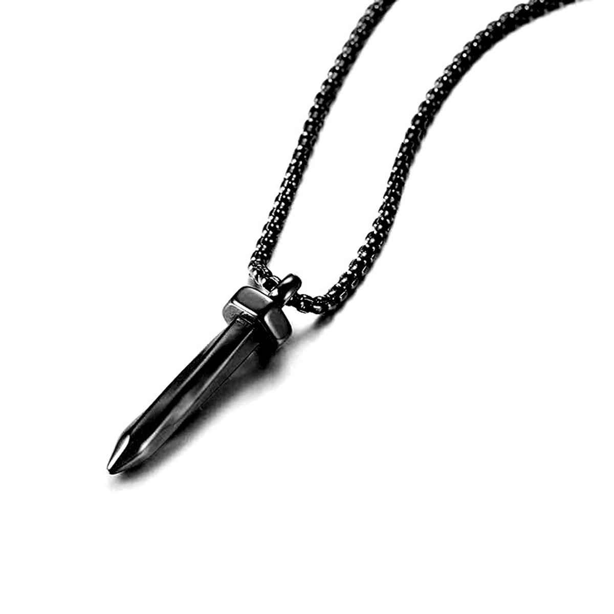 Estailo Fashion Dark Edge Nail Pendant Necklace Modern Minimalist Chain for Mens | MN00010