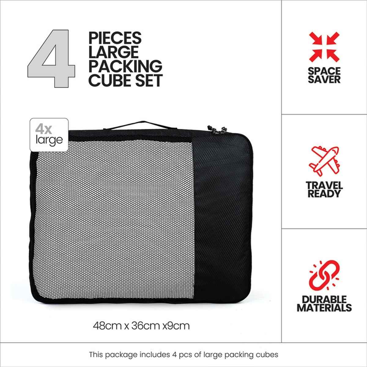 FATMUG Packing Cubes Luggage | Organizer Set | Large Size | Black