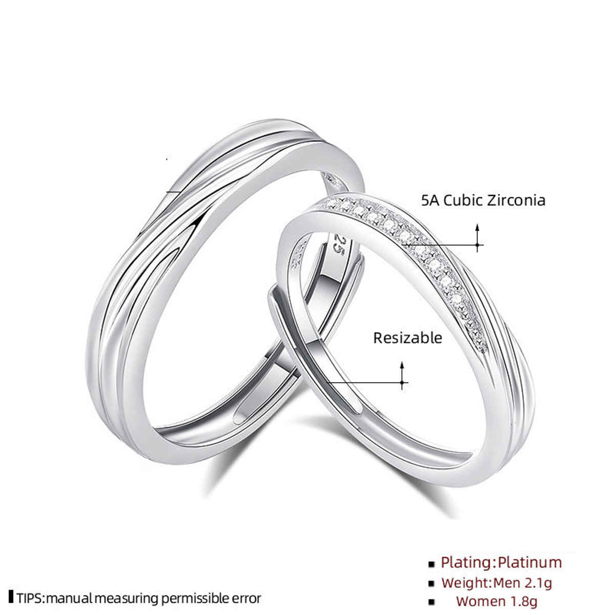YouBella Silver Plated Heart Proposal Adjustable Couple Ring | YBRG-20322