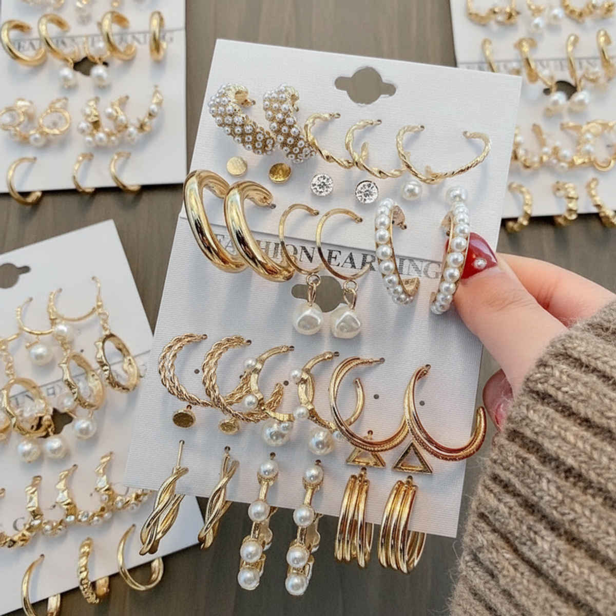 Shining Diva Fashion 18 Pairs Gold Plated Combo Set Stylish Earrings for Women and Girls Rrsdcmb297
