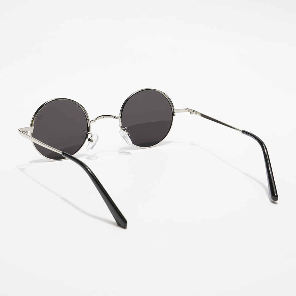 Voyage Unisex Geometric Metal Round Sunglasses | Black and Silver - S