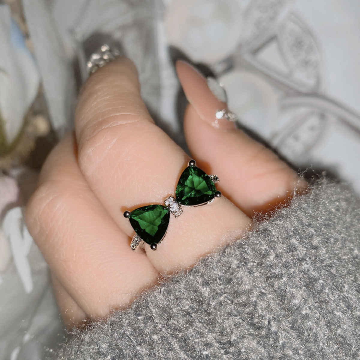 Beautynx Green Ruby Twin Spark Ring | Green | BNX-RNG-0038