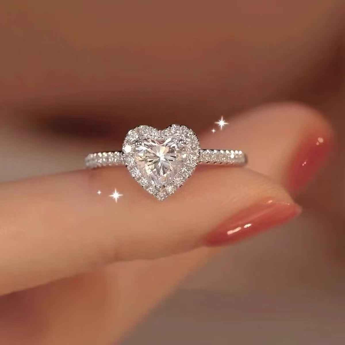 Beautynx Crystal Heart Halo Ring | Silver | BNX-RNG-0006