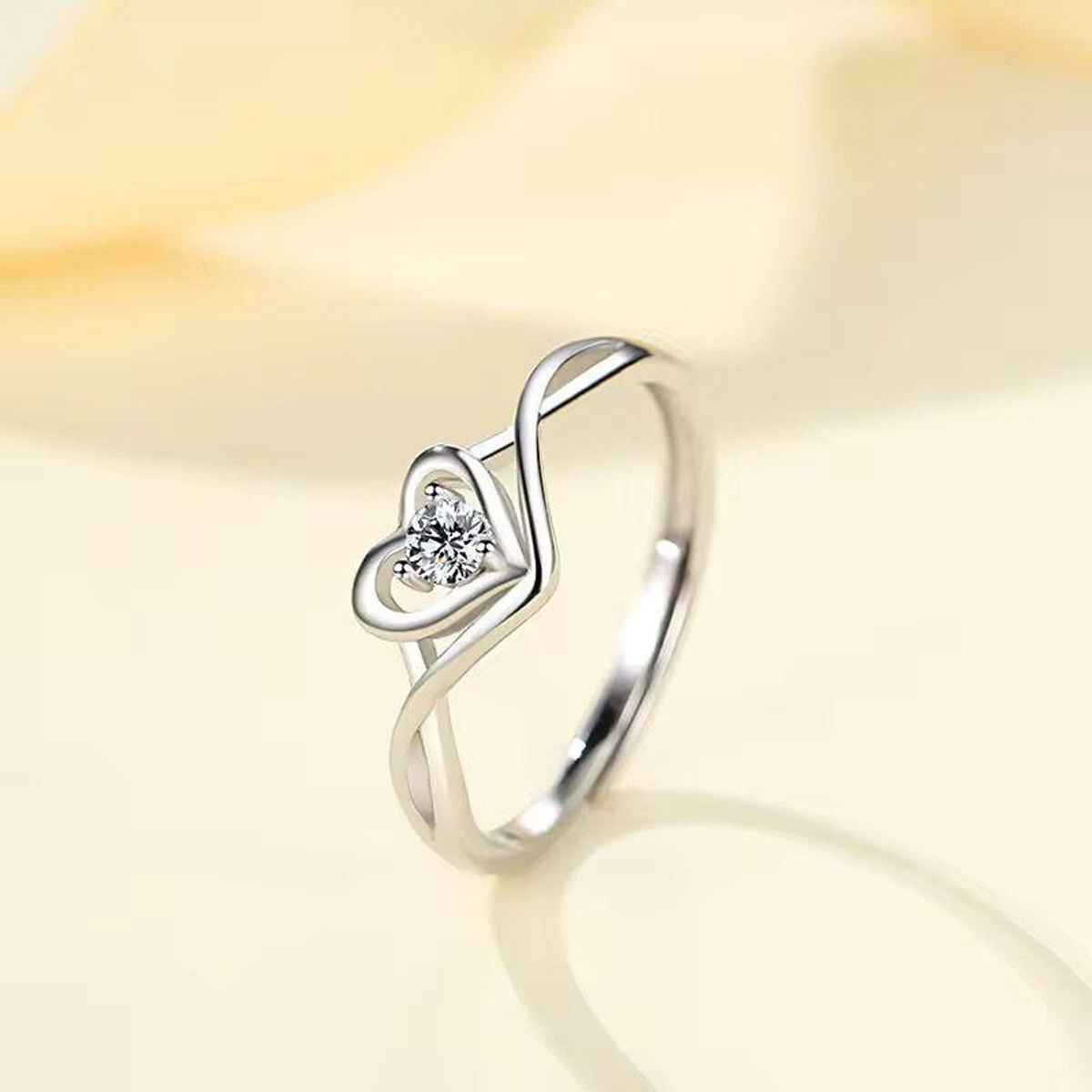 The Opal Factory | Valentines Day Heart Sliver Flexible Size Ring