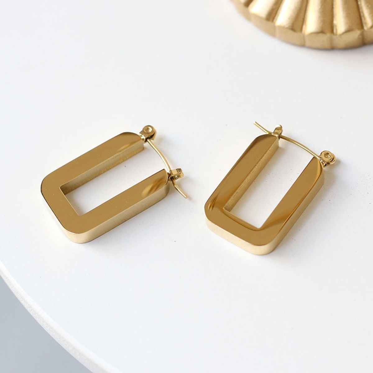 Just Lil Things Geometric Gold Square Hoop Earrings | jlt11680