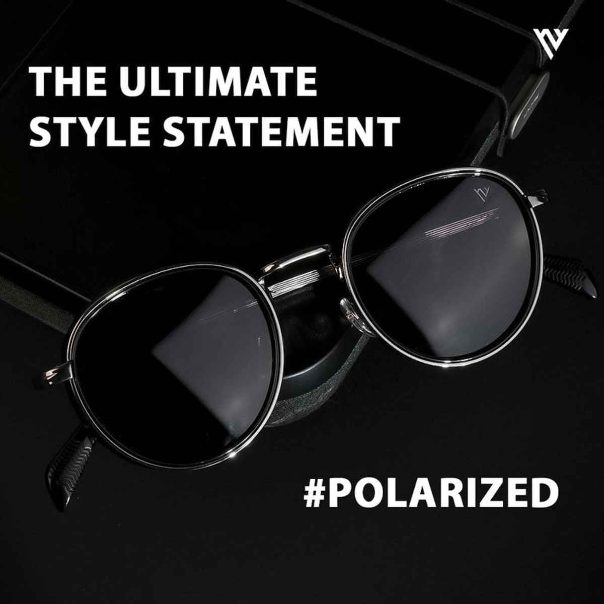 Voyage Captain Polarized Round Sunglasses for Men & Women | Black & Silver | PMG3982