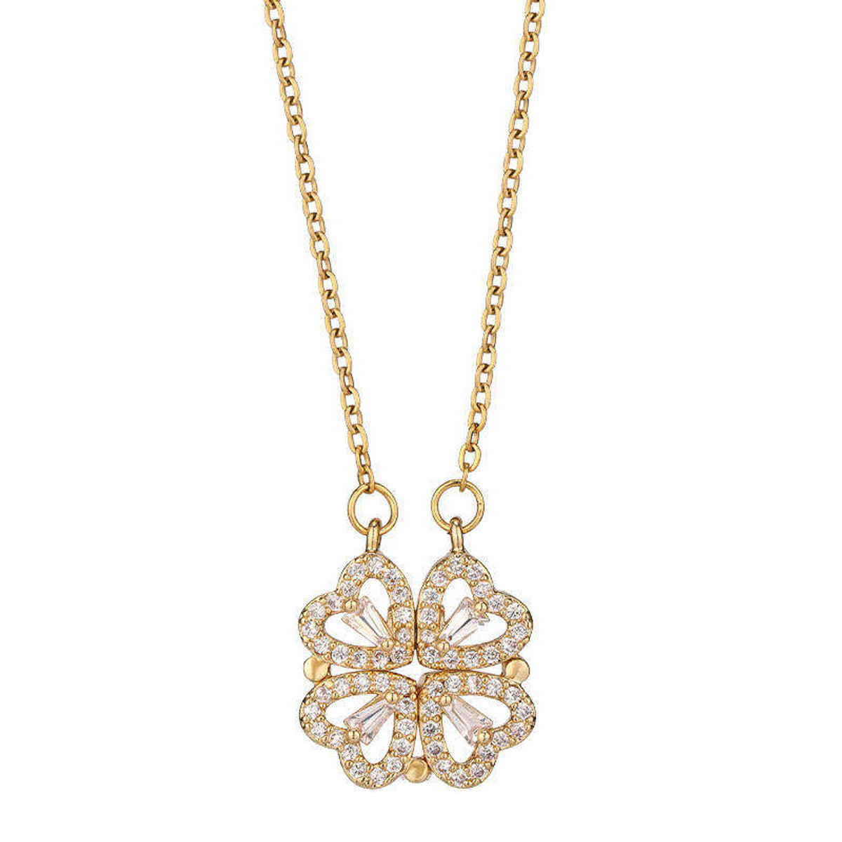 Beautynx 2-in-1 Magnetic Four-Leaf Clover Necklace | Gold | BNX-NK-0040