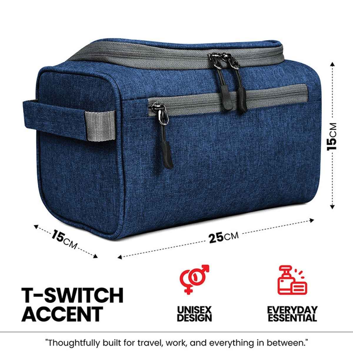 FATMUG Travel Toiletry Organizer | Hanging Dopp Kit for Men and Women | Navy Blue