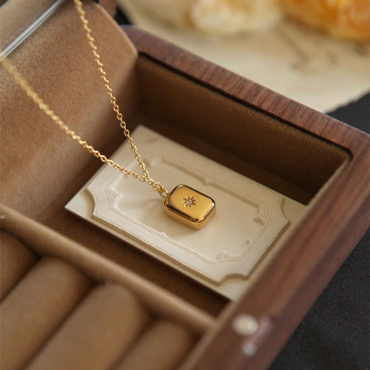 Just Lil Things Gold Star Engraved Pendant Necklace|Minimalist Charm For Everyday Eleganc