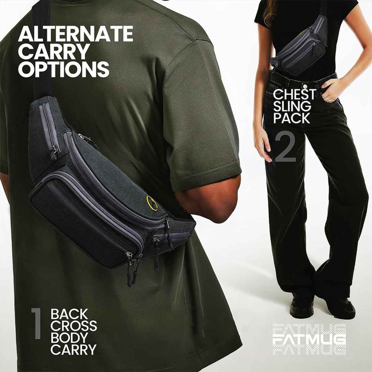 FATMUG Waist Pouch Money Belt for Travel Running Cycling Hiking | Dark Grey