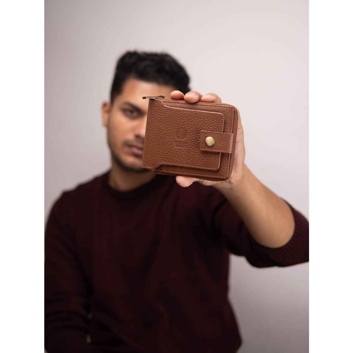 Bacca Bucci Men's Textured Genuine Leather Wallets | Brown - Free Size