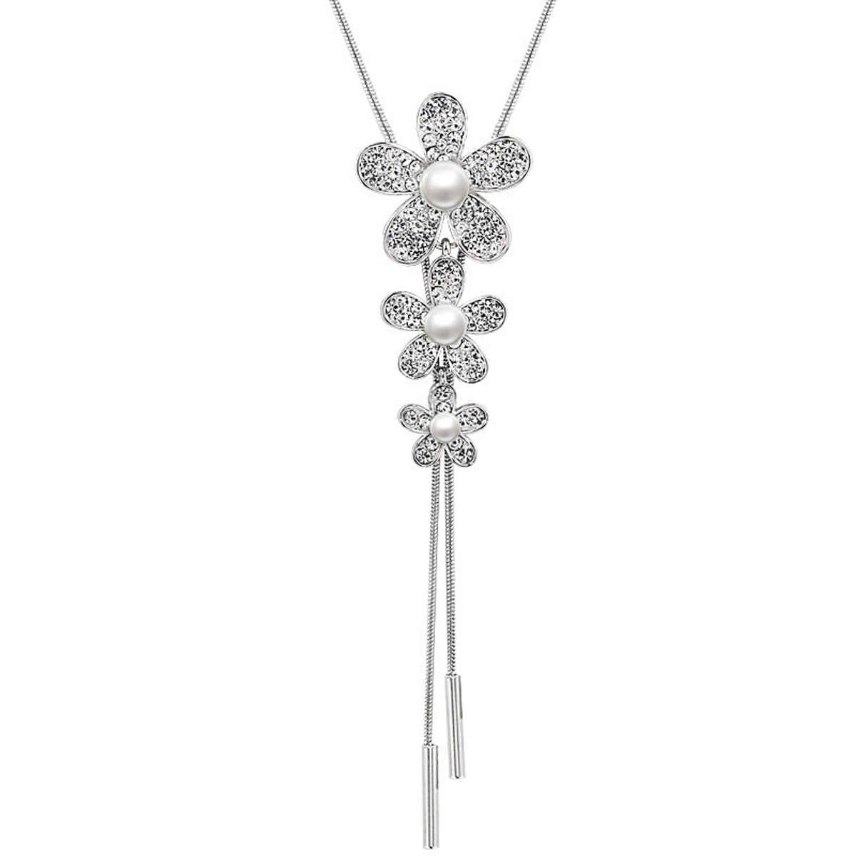 Yellow Chimes Floral Pendant Long Chain Necklace for Women