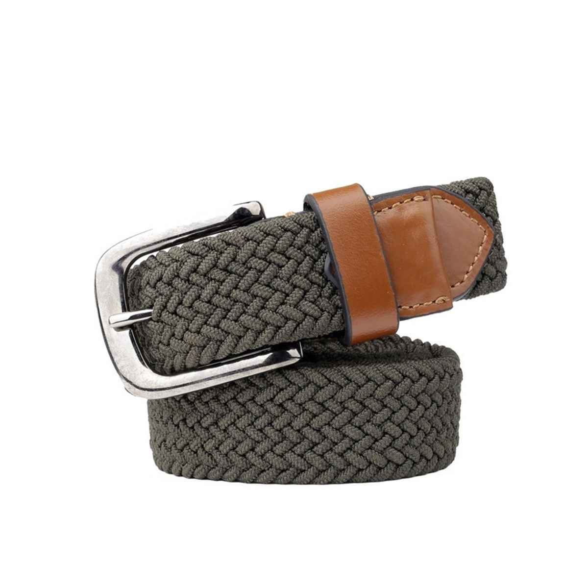 Bacca Bucci Men's Elastic Braided Golf Belt Olive Waist | 40