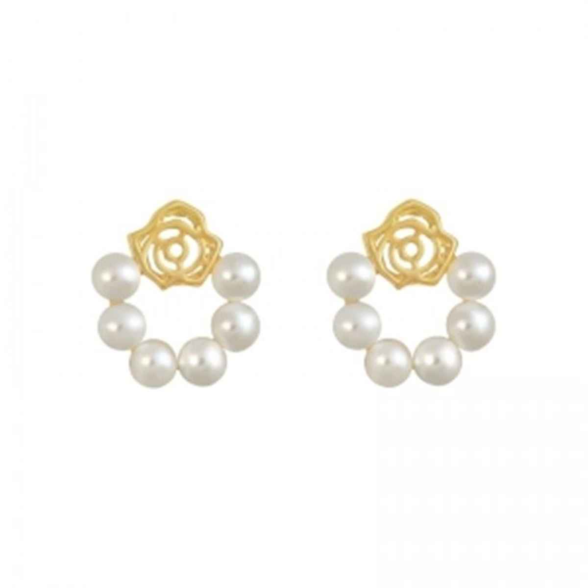 Beautynx Rose Pearl Curve Earrings | Gold | BNX-EAR-0074