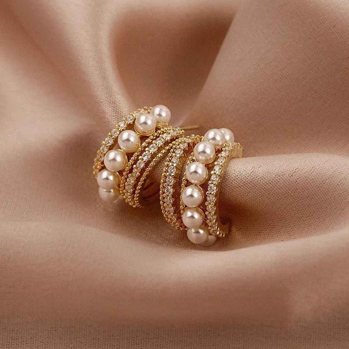 Estailo Fashion 3-Pair Earring Combo Swan Drop, Bling Stud & Pearl Hoops | Rakhi Gifts