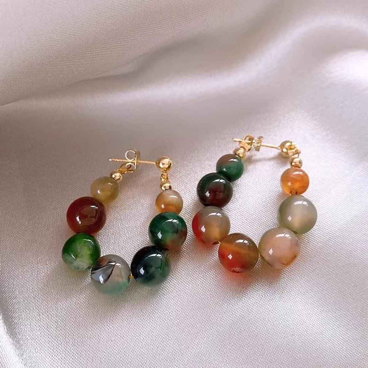Beautynx Mystic Marble Bead Hoop Earrings | BNX-EAR-0086 - Multi