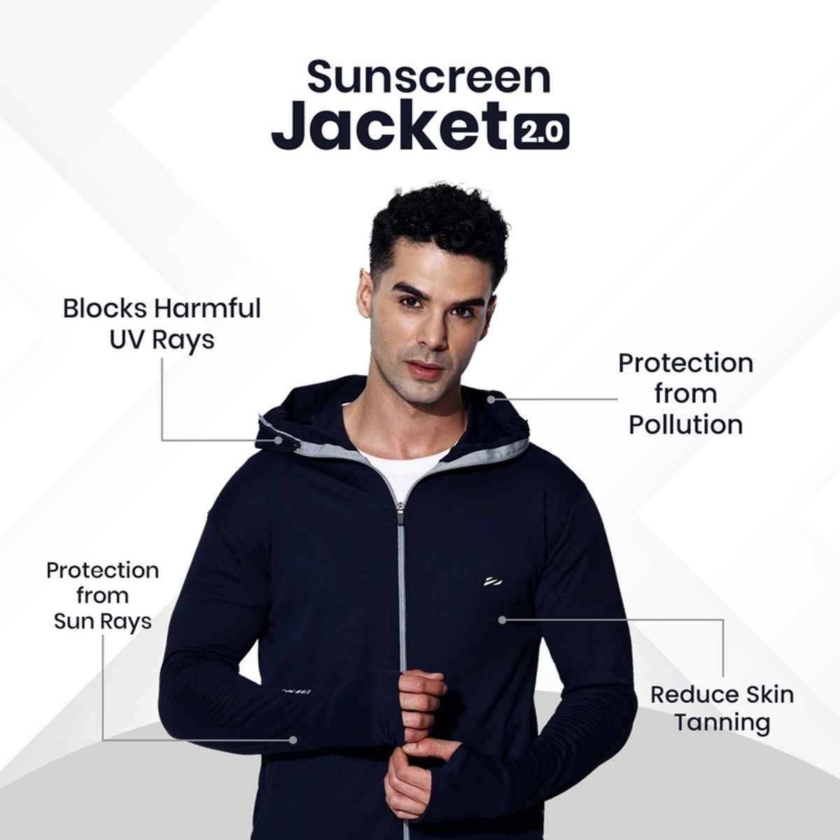 Blue Tyga Men's Sunscreen Jacket - Sje0002 | Navy | M