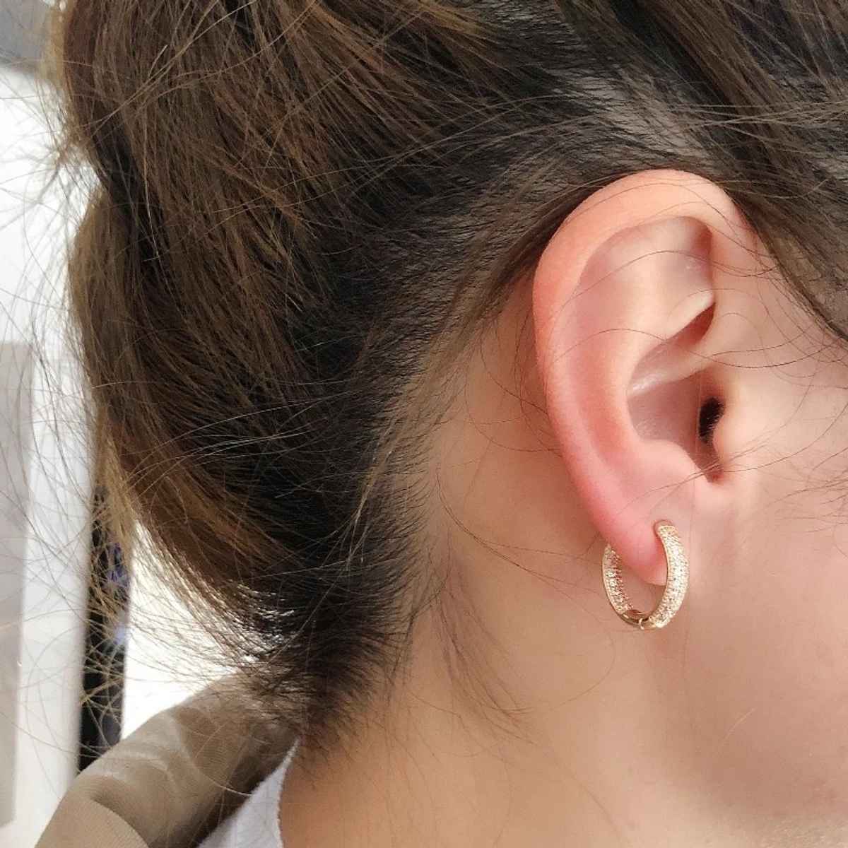Shining Diva Fashion 18k Rose Gold Plated Copper Zircon Bali Earrings for Women and Girls | 12838er