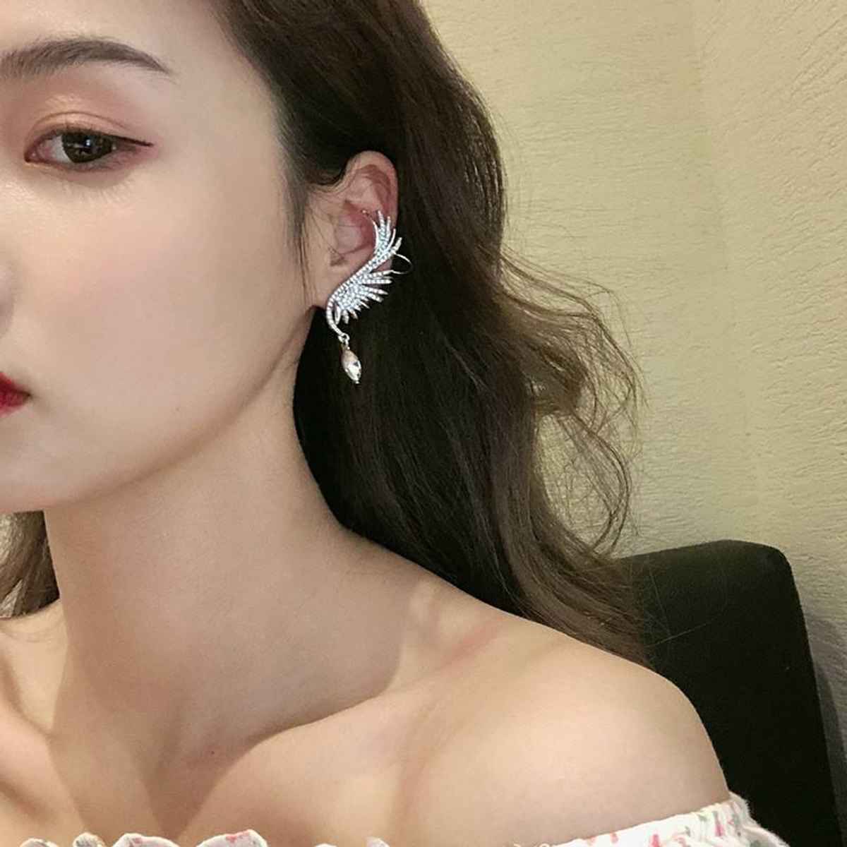 Beautynx Crystal Phoenix Wing Earrings | Silver | BNX-EAR-0083