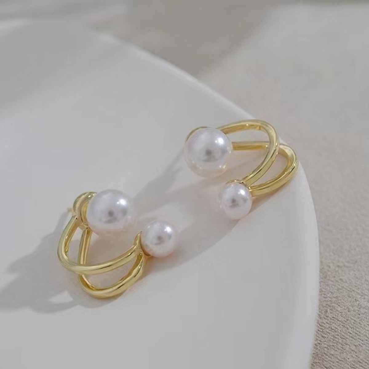 Beautynx Dual Pearl Loop Earrings | Gold | BNX-EAR-0073