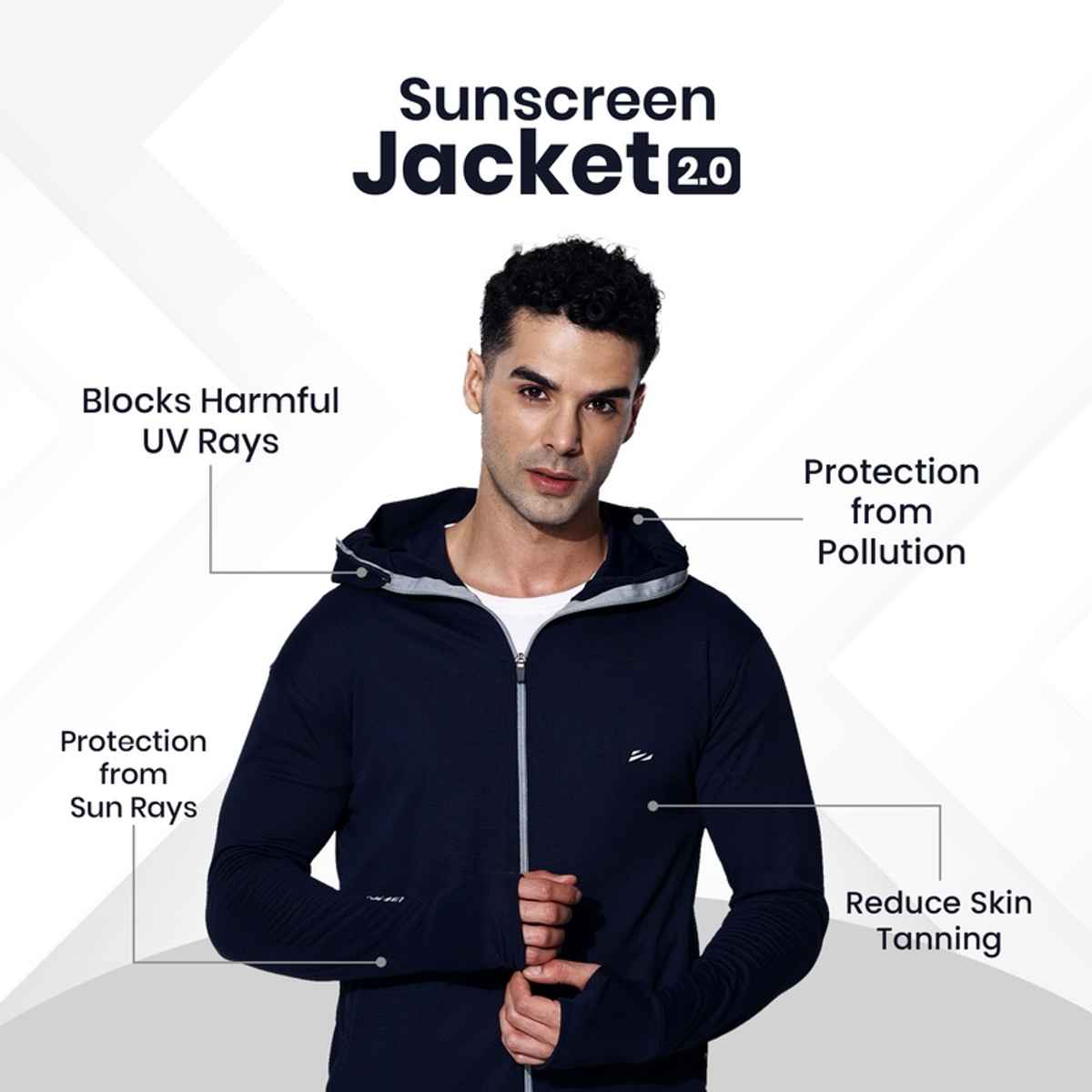 Blue Tyga Men's Sunscreen Jacket - Sje0002 | Navy | XXL