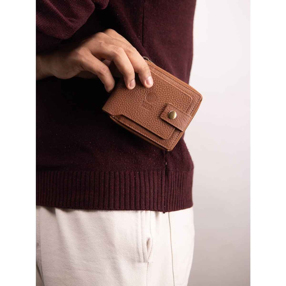 Bacca Bucci Men's Textured Genuine Leather Wallets | Brown - Free Size