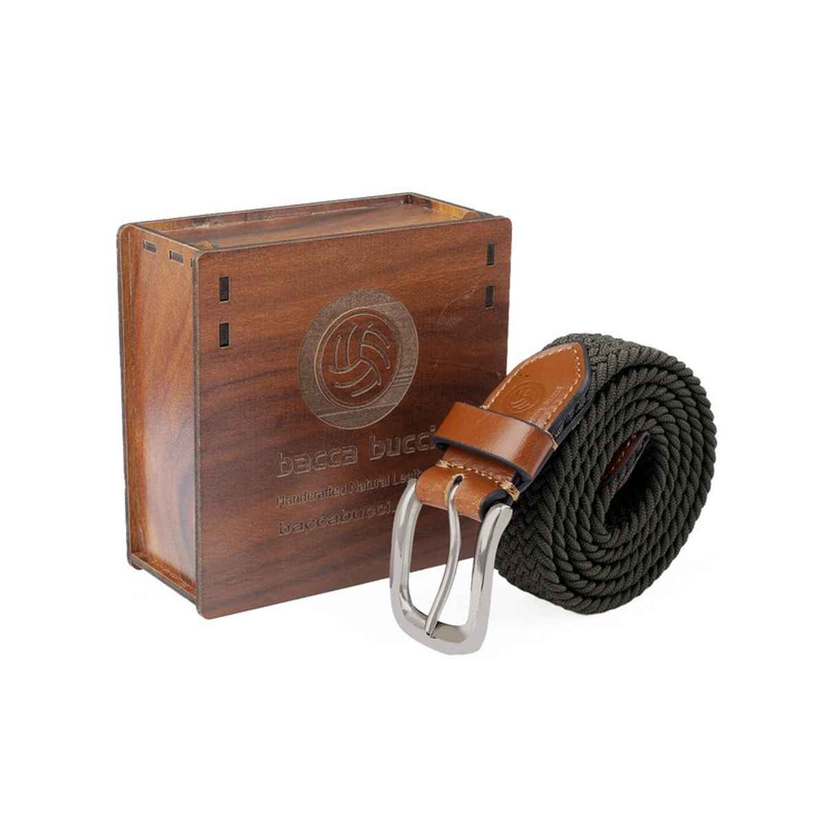 Bacca Bucci Men's Elastic Braided Golf Belt Olive Waist | 32