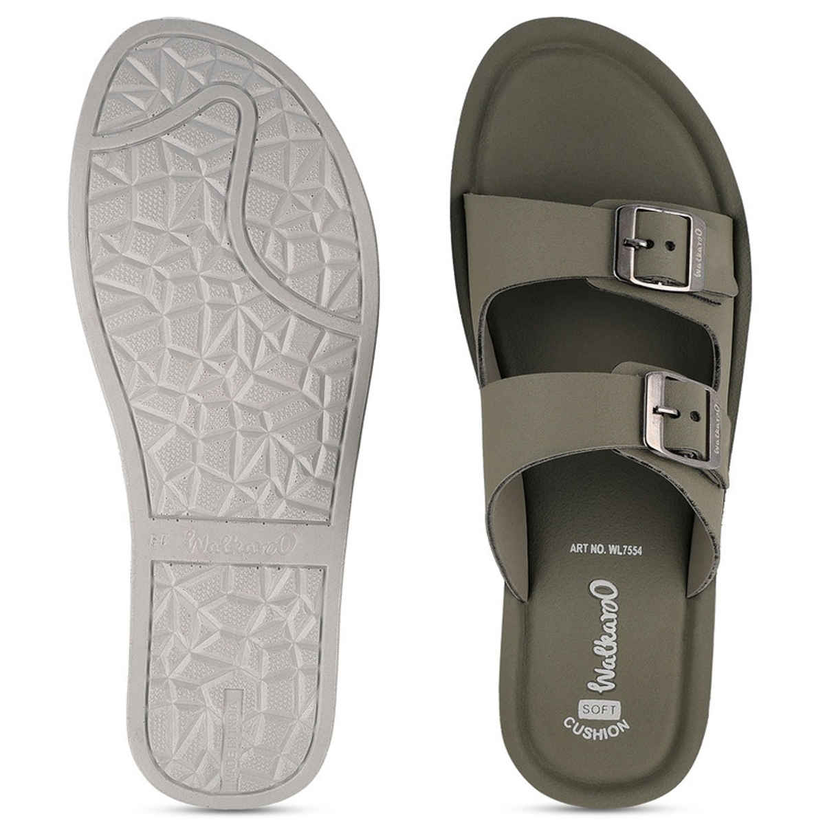 Walkaroo Women's Daily Wear Comfort Sandals - WL7554 Olive | UK8