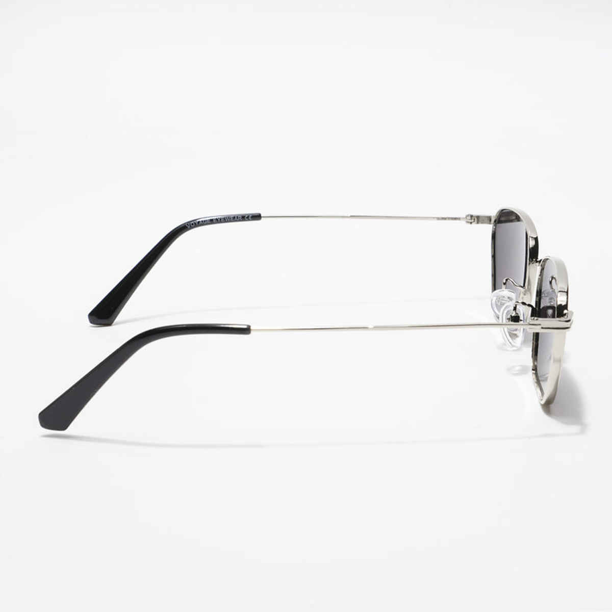 Voyage Unisex Geometric Metal Sunglasses | Black and Silver