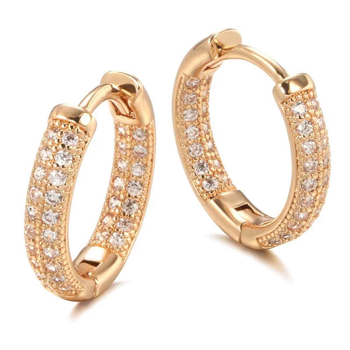 Shining Diva Fashion 18k Rose Gold Plated Copper Zircon Bali Earrings for Women and Girls | 12838er