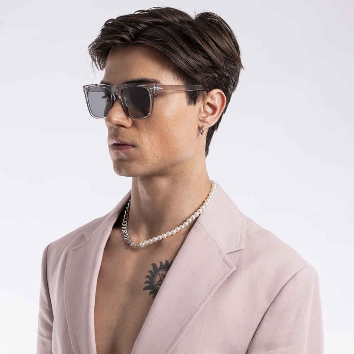 Voyage Unisex Plastic Wayfarer Sunglasses | Transparent Grey - One Size