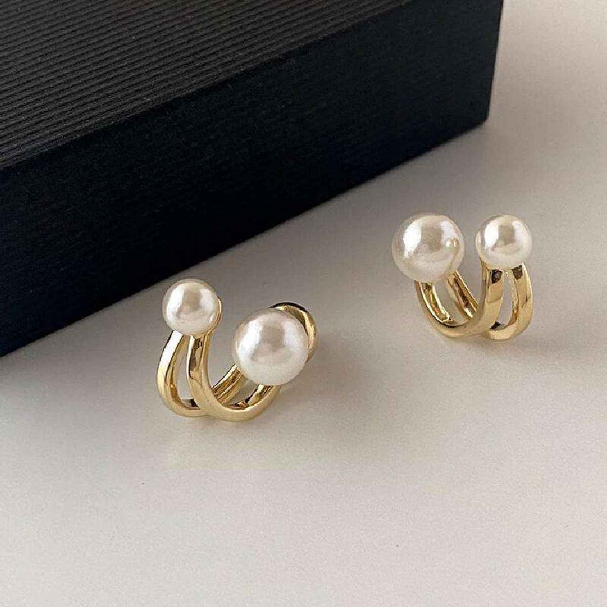 Beautynx Dual Pearl Loop Earrings | Gold | BNX-EAR-0073