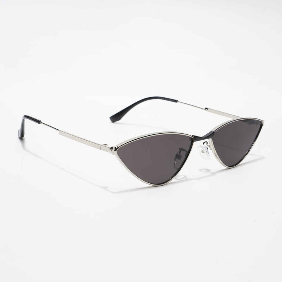 Voyage Unisex Metal Cat Eye Sunglasses | Black and Silver - One Size