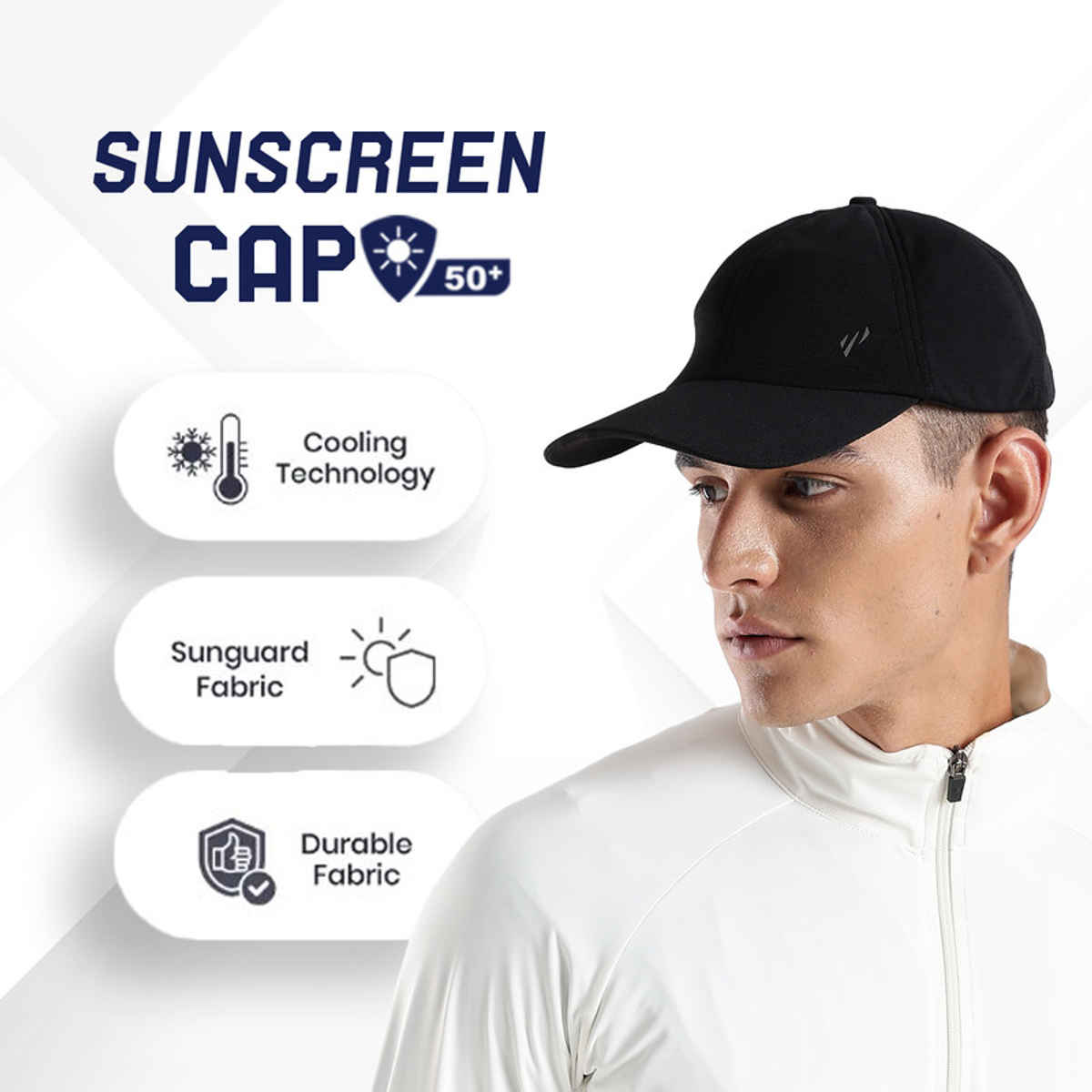 Blue Tyga Men's Sunscreen Cap | Black