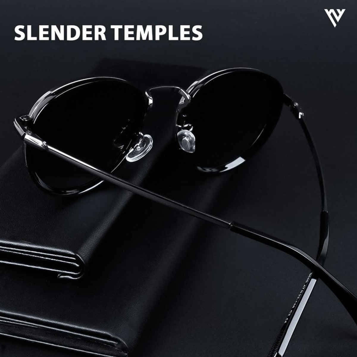 Voyage Captain Polarized Round Sunglasses for Men & Women | Black & Silver | PMG3982