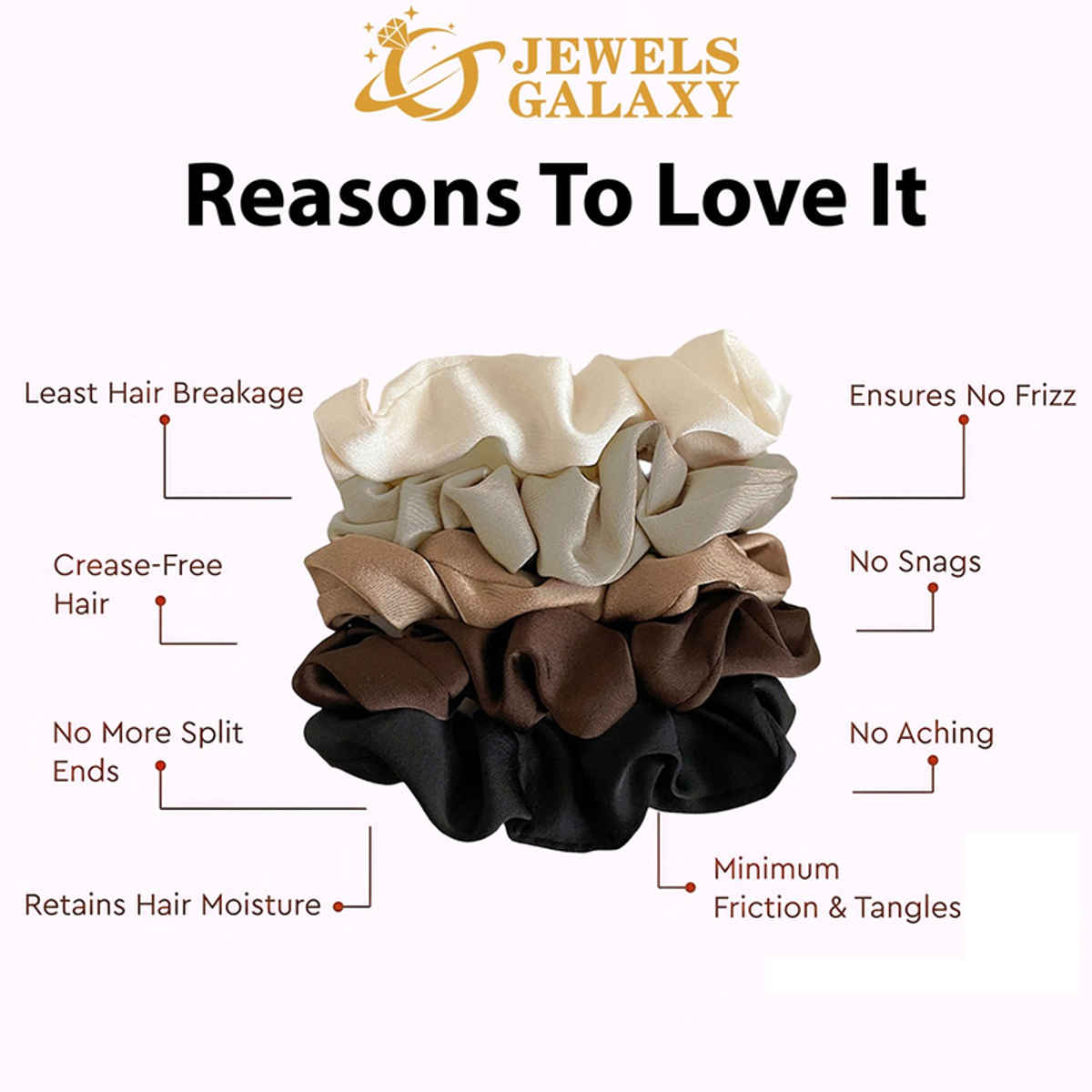 Jewels Galaxy Multicolor Regular-Use Satin Scrunchies