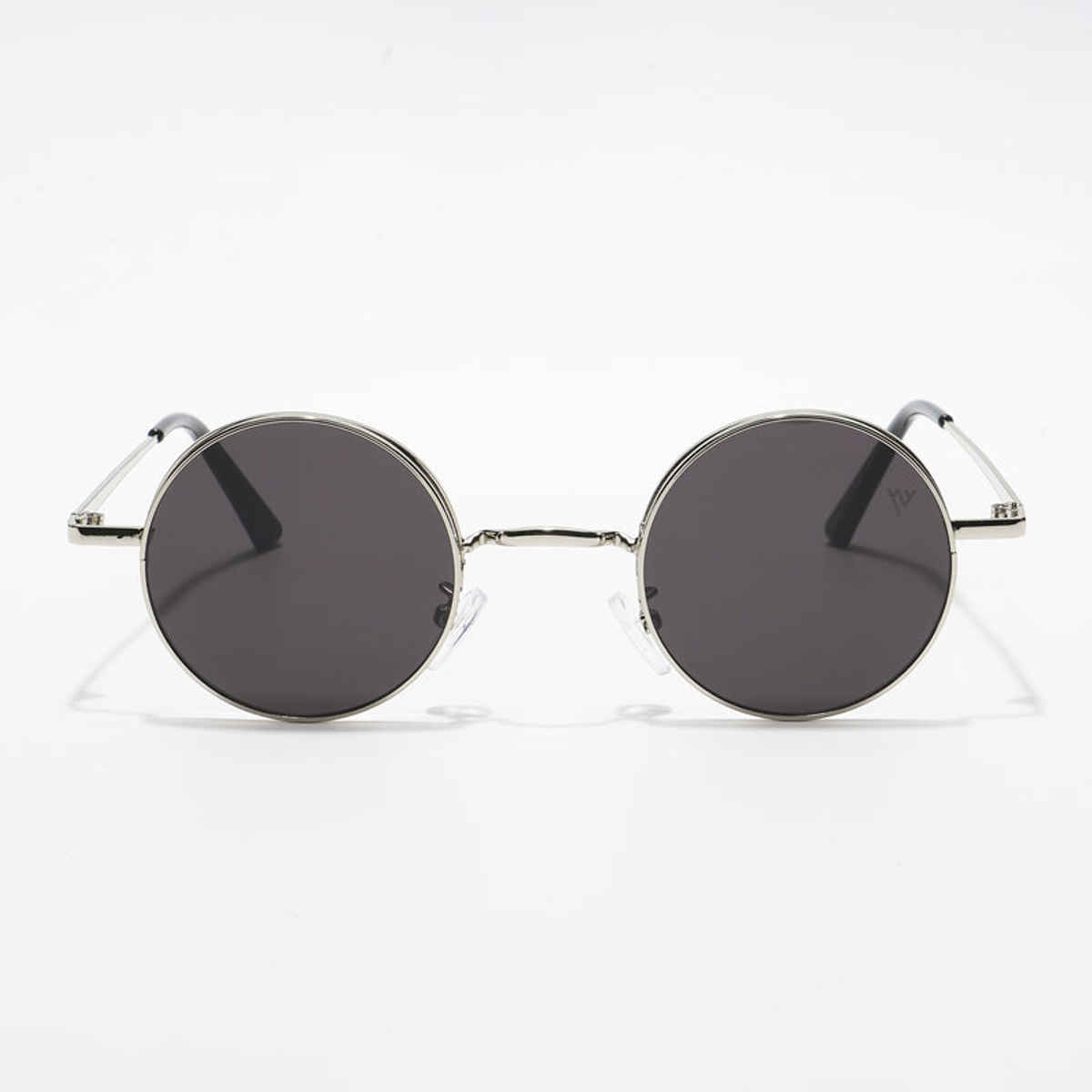Voyage Unisex Geometric Metal Round Sunglasses | Black and Silver - S