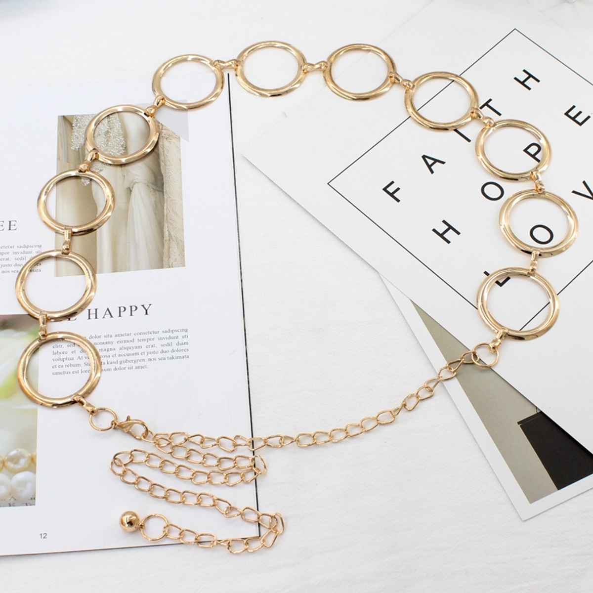 Shining Diva Fashion Women's Solid Synthetic Belt | Gold - Free Size