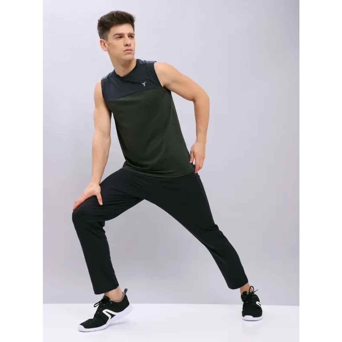 Technosport Men Poly Solid Relax Fit Sports Trackpants with ELASTO PLUS | Black | XL