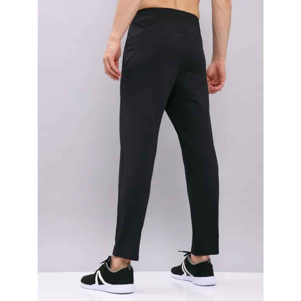 Technosport Men Poly Solid Relax Fit Sports Trackpants with ELASTO PLUS | Black | XL