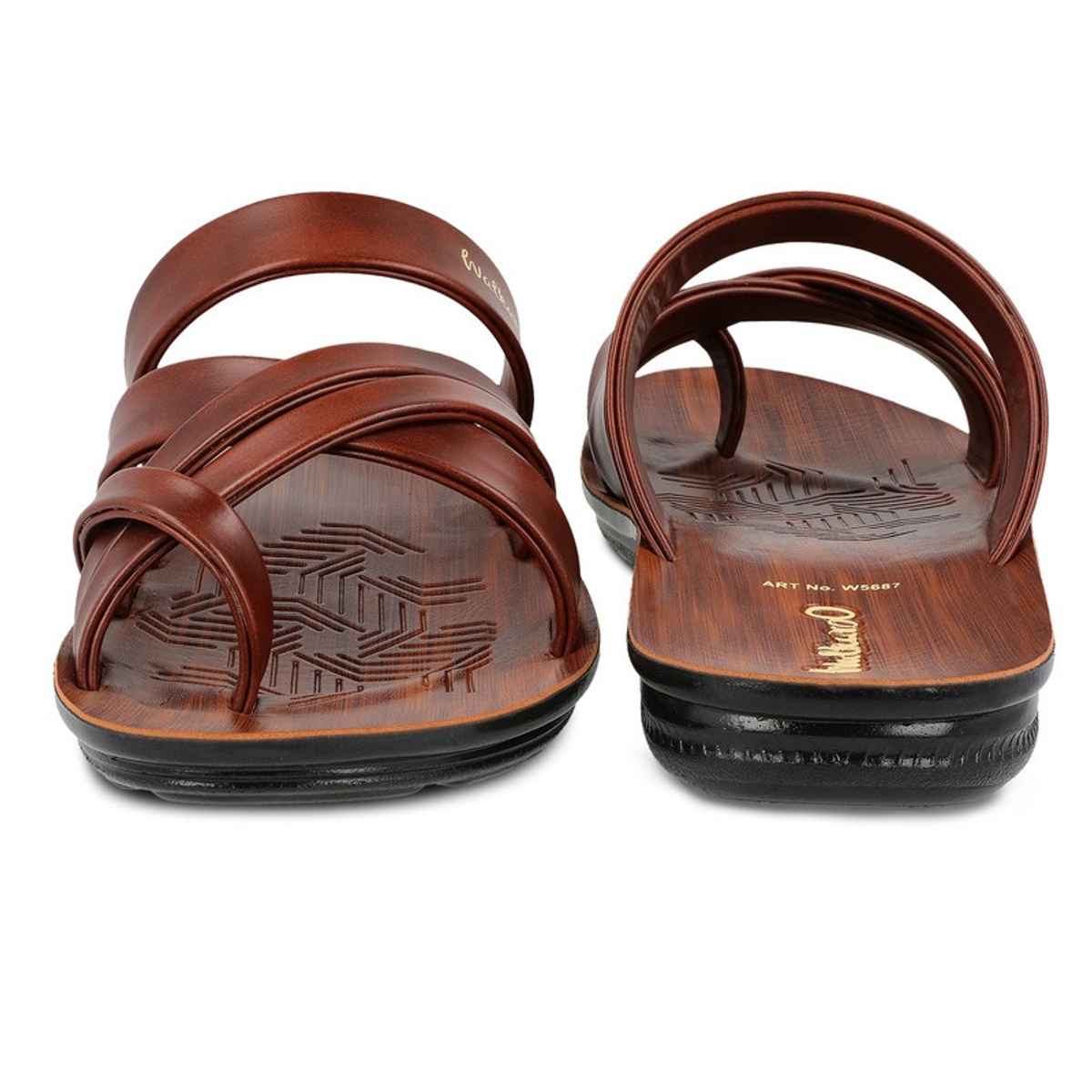 Walkaroo Men's Daily Wear Comfort Sandals - W5687 Dark Brown | UK11