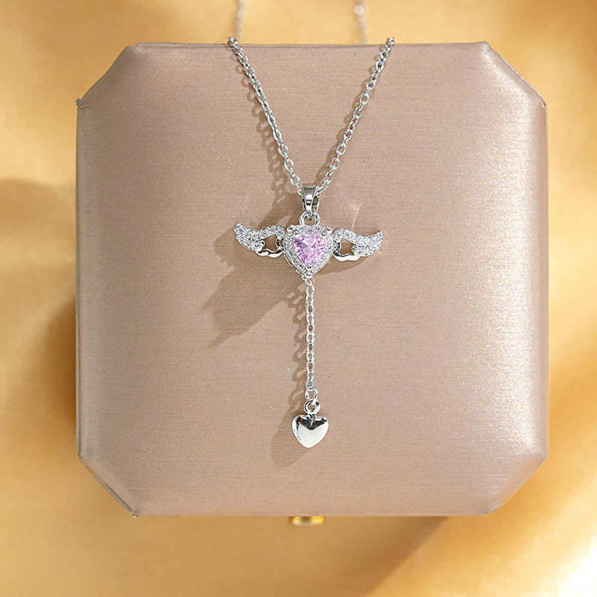 Beautynx Seraphic Heart Lariat Necklace | Silver | BNX-NK-0039