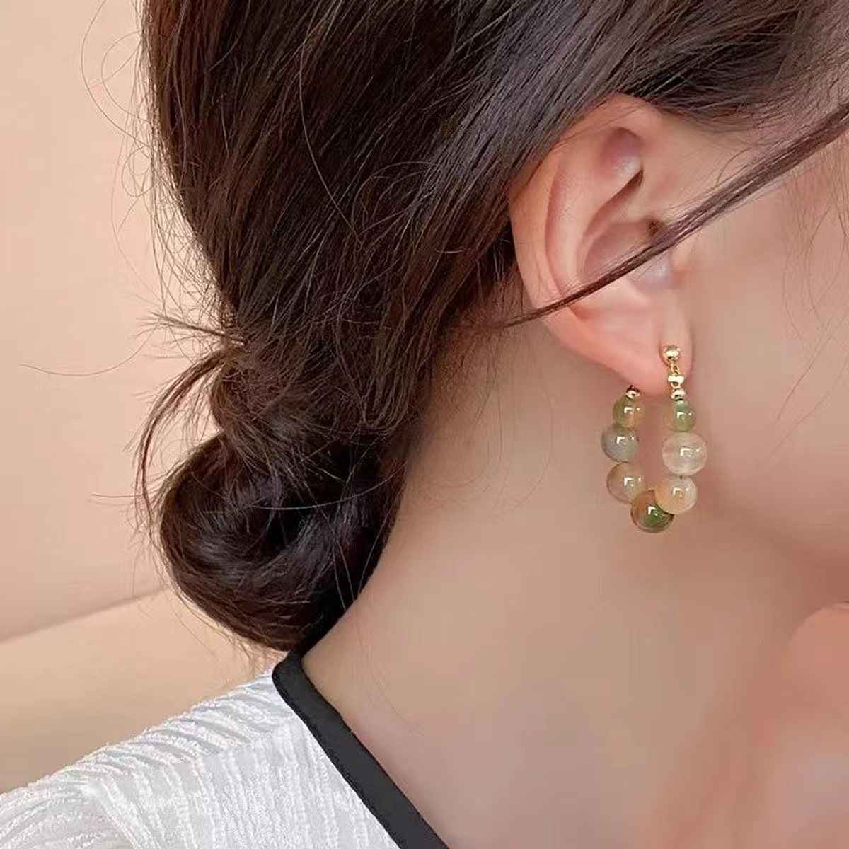 Beautynx Mystic Marble Bead Hoop Earrings | BNX-EAR-0086 - Multi