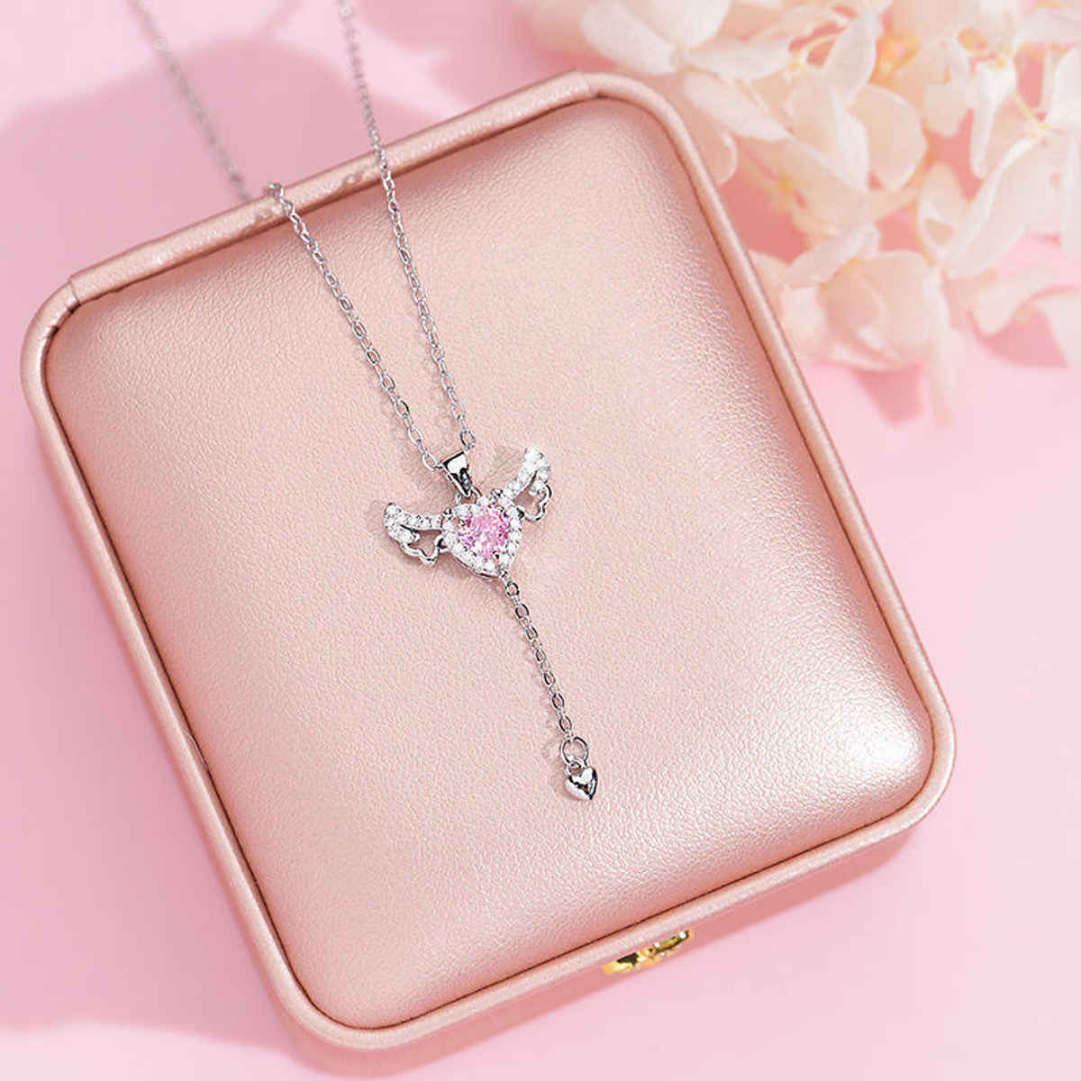 Beautynx Seraphic Heart Lariat Necklace | Silver | BNX-NK-0039