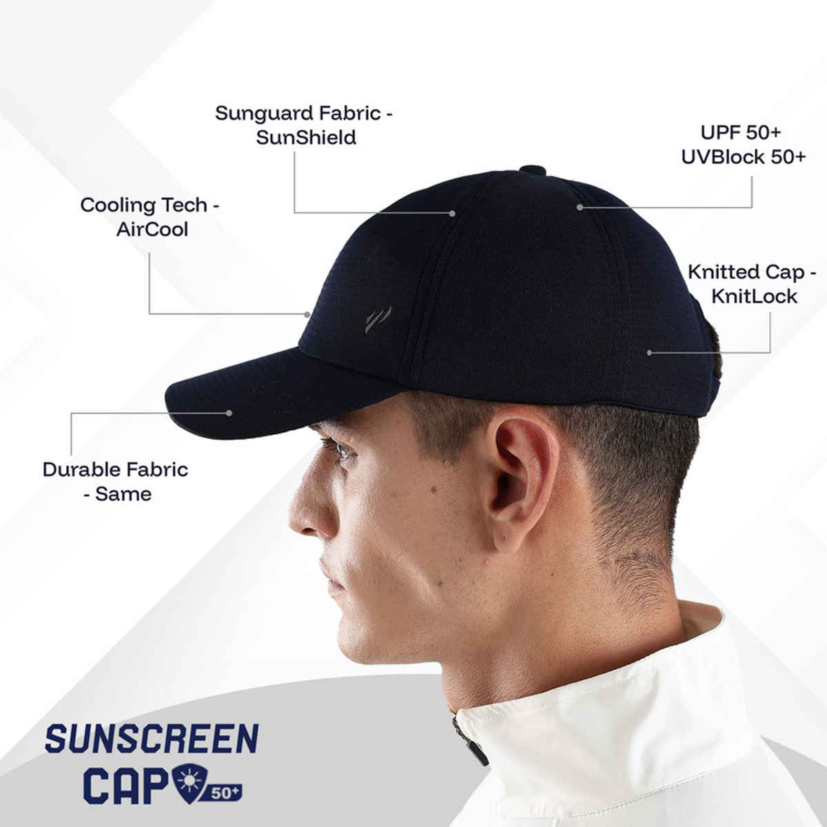 Blue Tyga Men's Sunscreen Cap | Navy