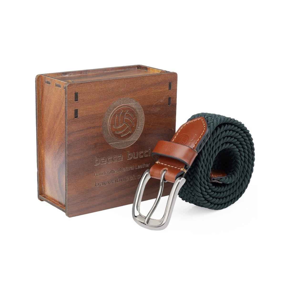 Bacca Bucci Men's Elastic Braided Golf Belt Sea Green Waist | 40