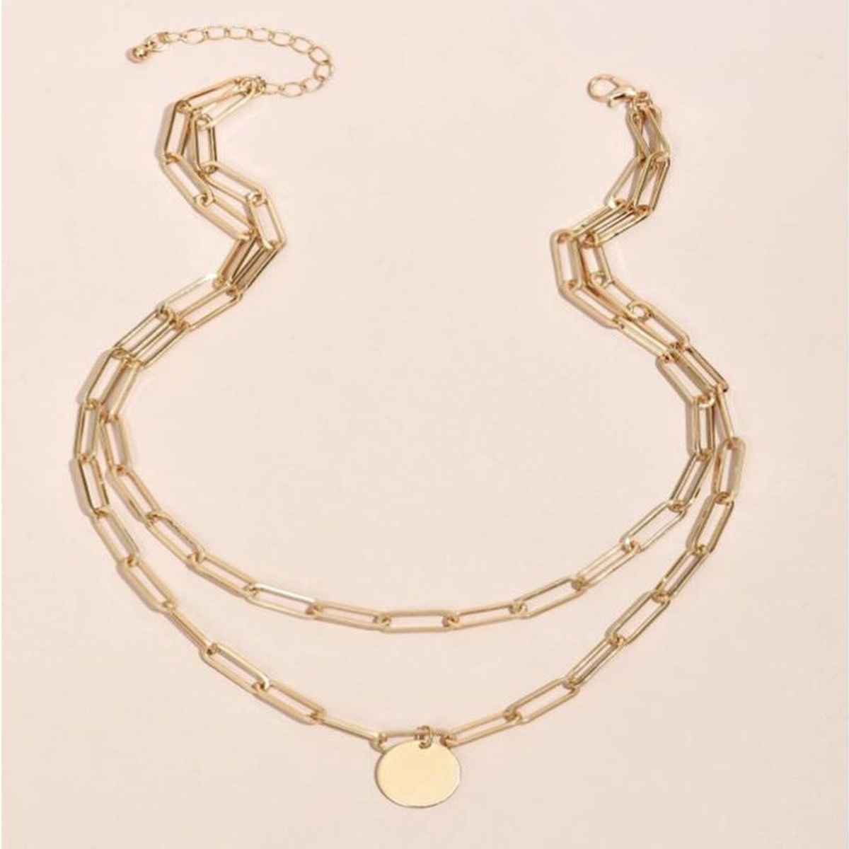 Just Lil Things Chain Link Gold Halo Pendant Gold Necklace | jltzn0009